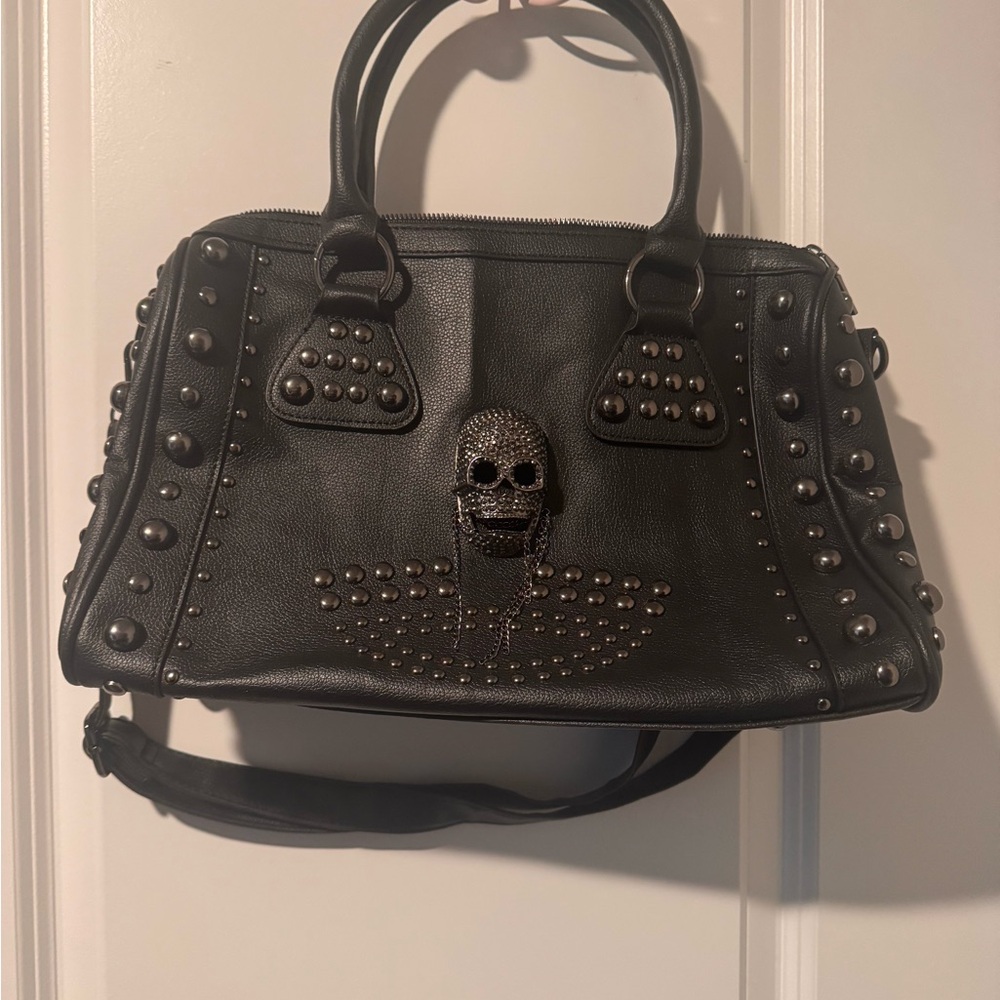 Black Studded Skull Handbag